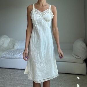 Vintage cream lace babydoll midi slip dress